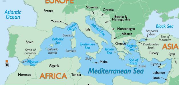 Una cartina con i Paesi del Mediterraneo interessati dal progetto