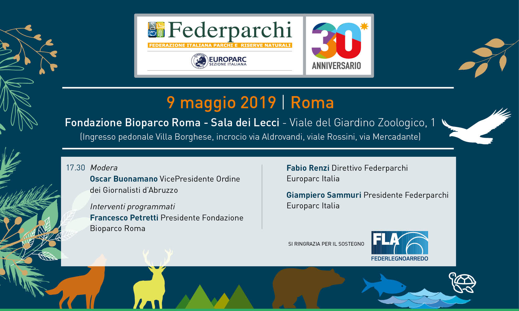 Il 9 maggio  a Roma  il  trentesimo anniversario  di Federparchi, al servizio delle Aree Protette 