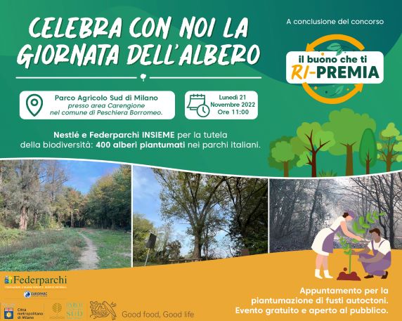 Giornata dell'albero, Nestlè e Federparchi piantano 400 alberi in quattro parchi italiani